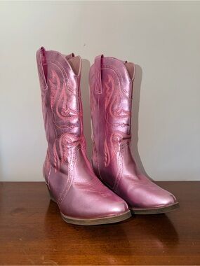 Metallic Pink Western Boot - Women's Fashion Cowboy Boots Size 10M